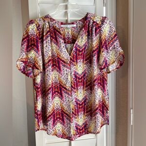 Collective Concepts size M colorful short sleeve spring summer blouse